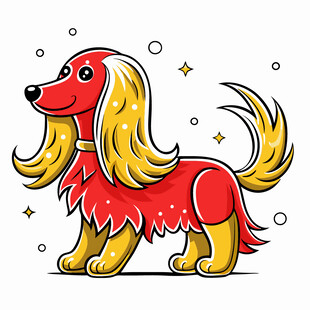 可爱长毛狗插画形象