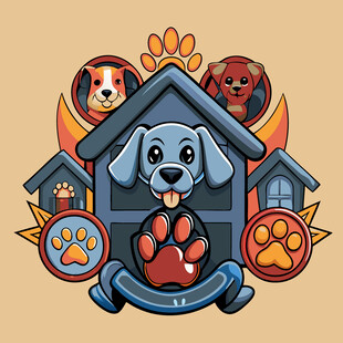 可爱小狗与宠物屋图标
