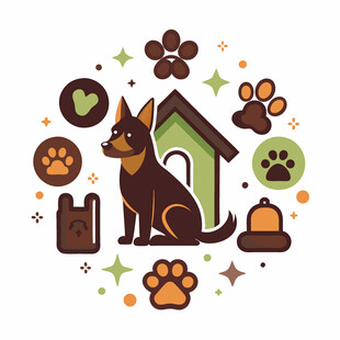 可爱小狗与宠物元素图案