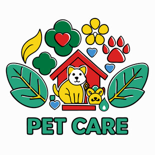 可爱宠物护理主题插画