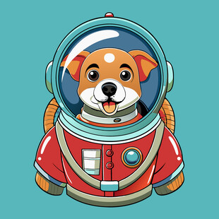 穿宇航服的可爱小狗