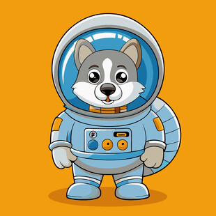 宇航服哈士奇形象插画