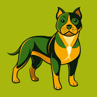 彩色几何风格斗牛犬插画