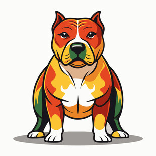 彩色斑点坐姿斗牛犬