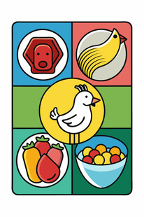 卡通食物与动物组合图案