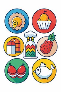 多彩美食图标集合