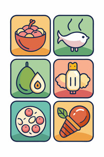 多彩美食图标集合