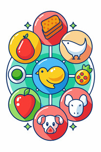 可爱卡通食物动物图标集