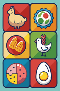 可爱家禽与蛋类图标集合