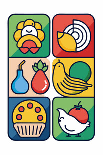 多彩食物图标集合