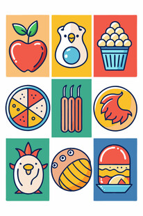 多彩美食图标集合