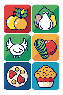多彩食物图标集合
