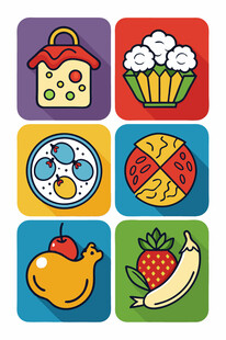 多彩美食图标集