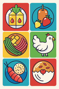 多彩美食图标集合