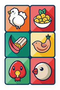 多彩动物与食物图标集