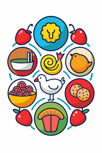 多彩美食图标集合