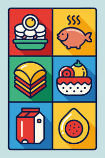 多彩美食图标集合