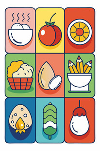 多彩美食图标集合