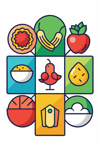 多彩食物图标集合