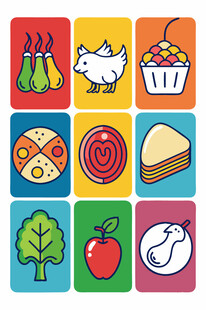 多彩食物与物品图标集合