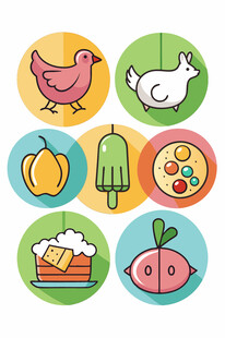 多彩食物与动物图标
