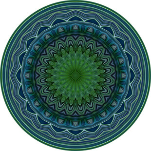 圆形蓝绿渐变曼陀罗图案