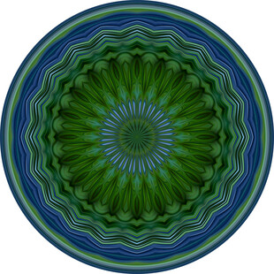 圆形渐变绿蓝花纹图案
