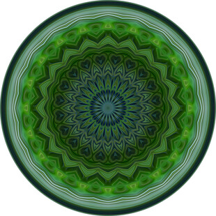 绿色圆形曼陀罗花纹图案