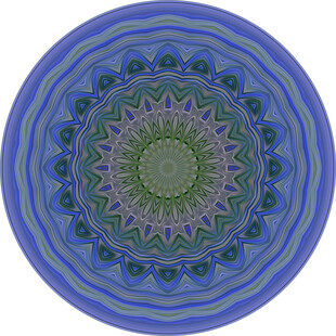 蓝色曼陀罗花纹圆形图案