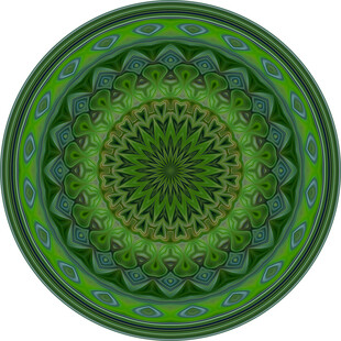 绿色曼陀罗花纹圆形图案