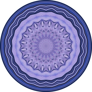 蓝色圆形曼陀罗花纹图案