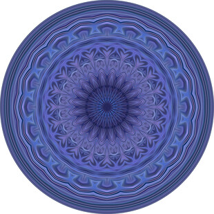 蓝色曼陀罗花纹圆形图案