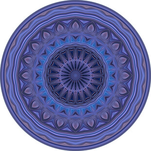 蓝色曼陀罗花纹圆形图案