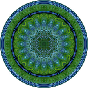 精美绿色圆形曼陀罗图案