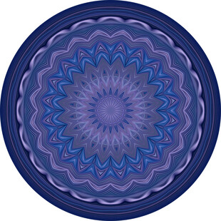 蓝色曼陀罗花纹圆形图案
