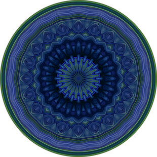 蓝色曼陀罗花纹圆形图案