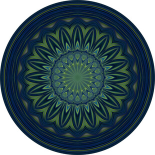 圆形蓝绿渐变曼陀罗图案