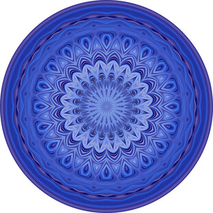 蓝色曼陀罗花纹圆形图案