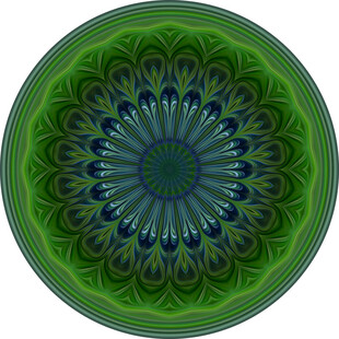 绿色圆形绚丽花纹图案