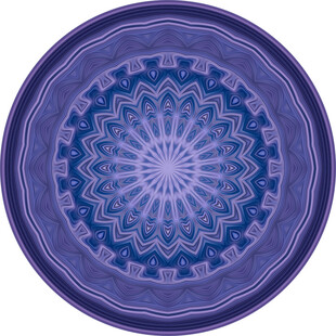 蓝色曼陀罗花纹圆形图案