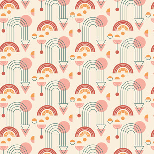 彩虹云朵铅笔图案背景