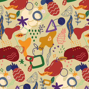 多彩海洋元素无缝图案