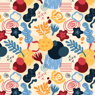 多彩卡通图案背景设计