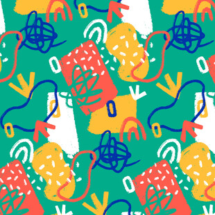 多彩卡通鸟儿花卉图案设计