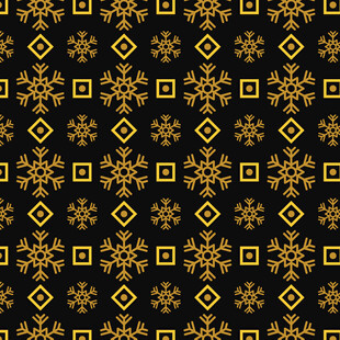 黑金几何雪花无缝图案