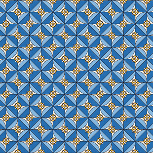 蓝色底金色几何花纹图案
