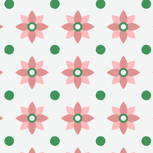 粉色花朵绿色圆点图案