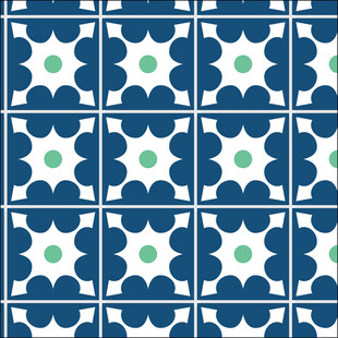 蓝白几何花纹瓷砖图案