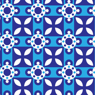 蓝白几何花卉图案纹理