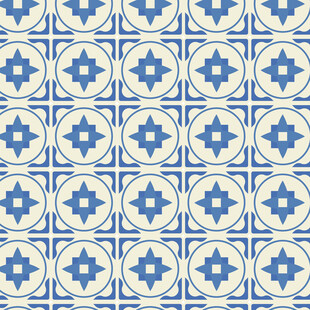 蓝白几何图案瓷砖纹理